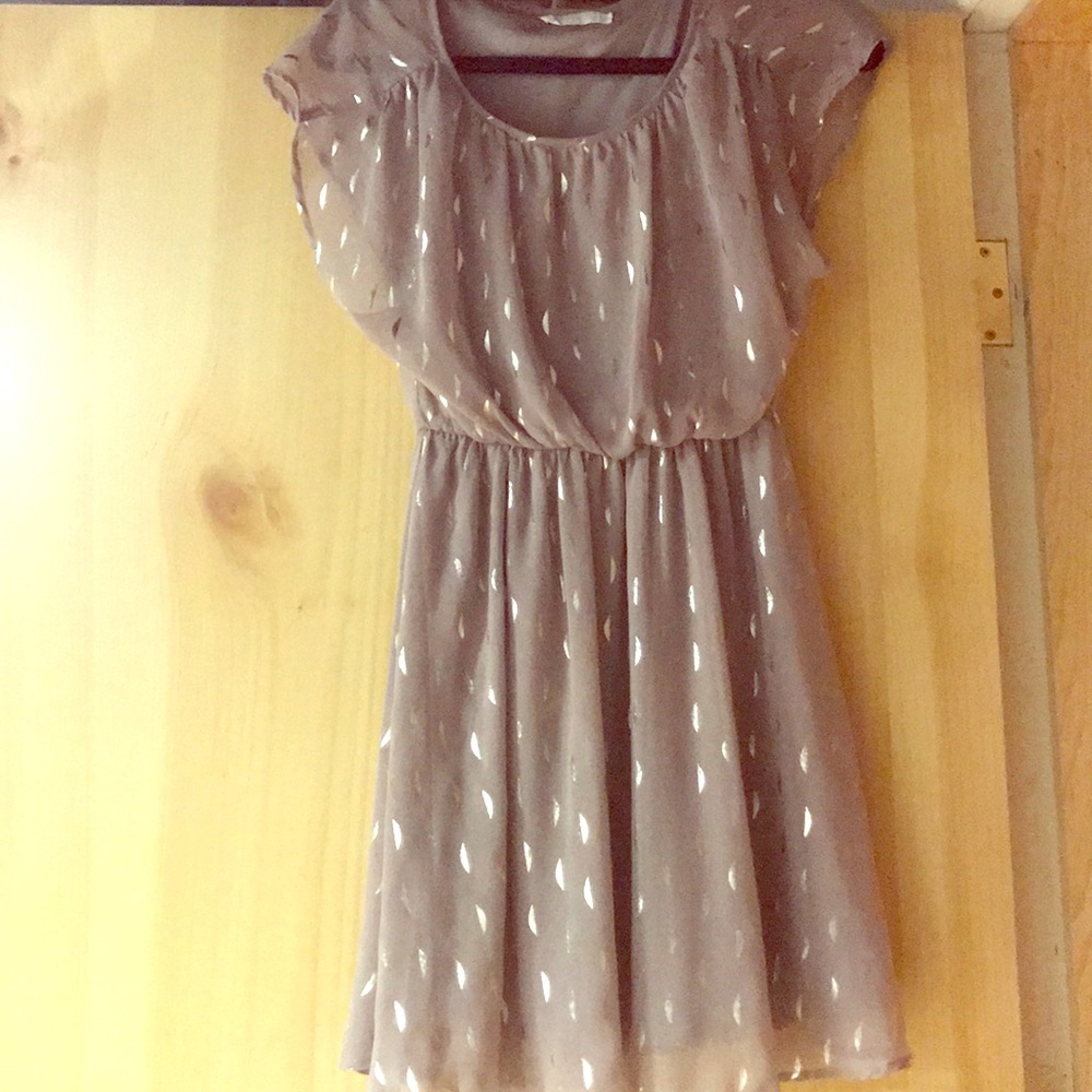 Lush, brown with gold pattern dress